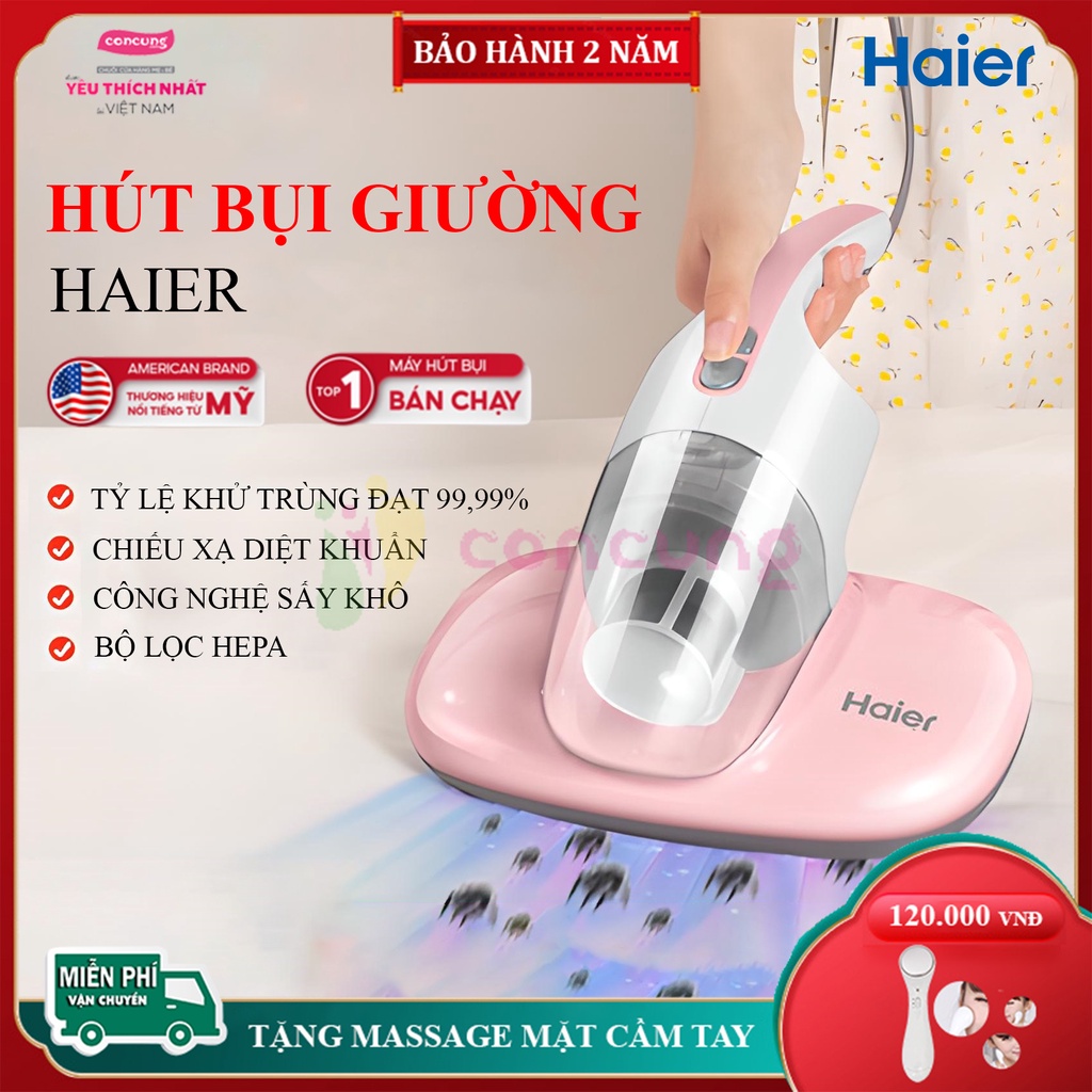 Máy hút bụi giường nệm HAIER tích hợp chiếu xạ diệt khuẩn UV, Máy hút bụi diệt khuẩn UV hút bụi gối đệm giường