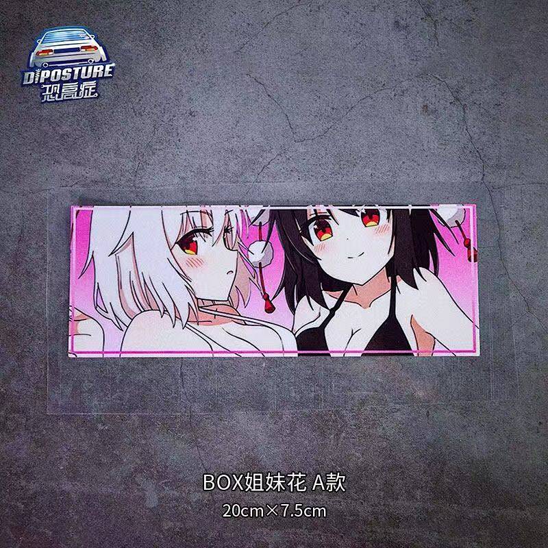 Miếng sticker hình cô gái anime JDM 2D phản quang dán trang trí cản xe chống thấm