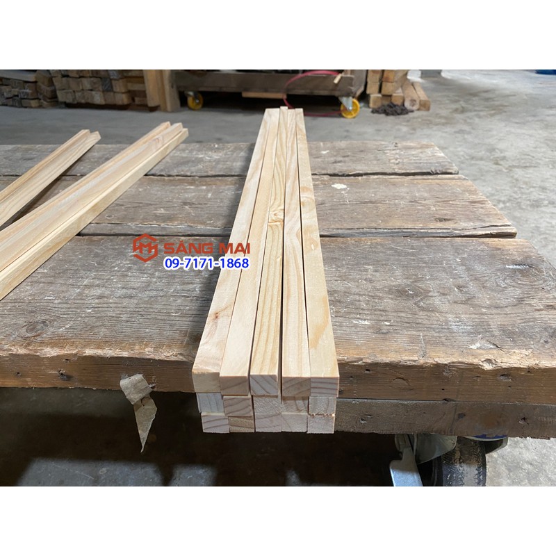 [MS80] Thanh gỗ thông vuông 1,5cm x 1,5cm x dài 80cm + láng mịn 4 mặt