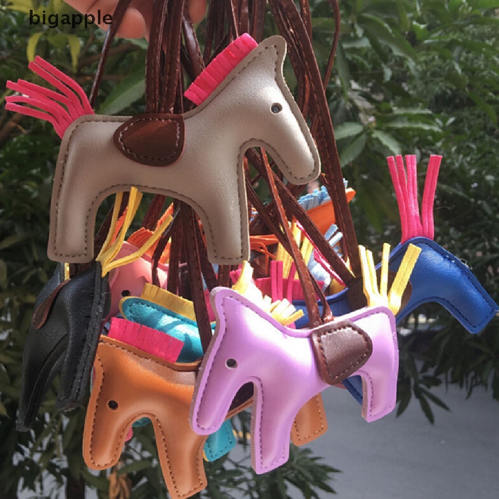 bigapple Handmade PU Leather Keyrings Horse Car Keychain Bag Charm Pendant Accessories RDG
