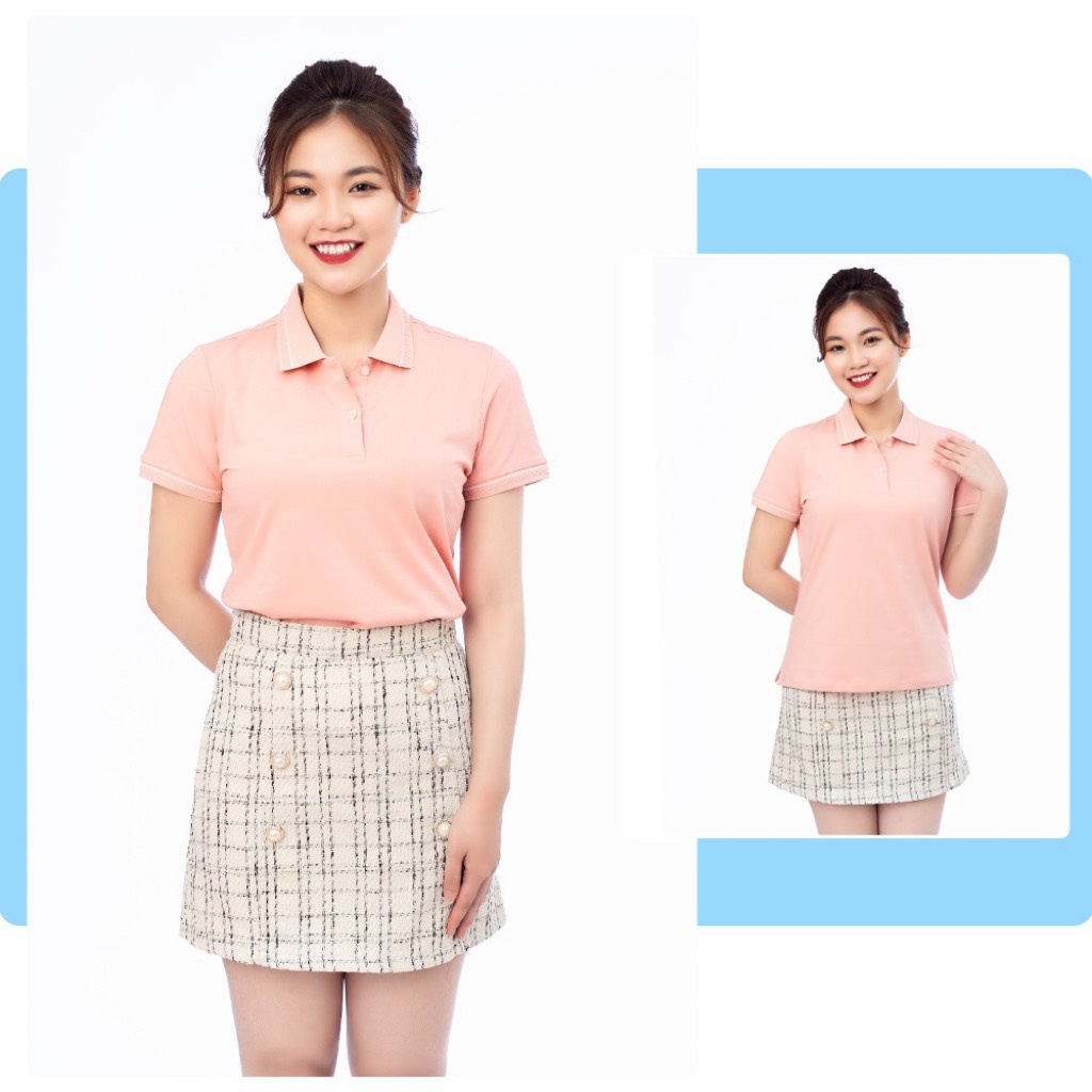 Áo polo Kinty nữ tay ngắn, vải cotton ,co giãn, thoáng mát, áo phông cổ bẻ phong cách công sở