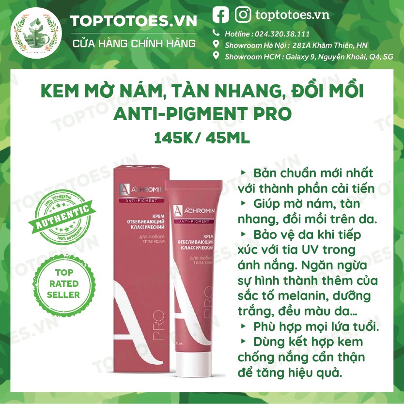 [Mã 2611TIEUDUNG100K giảm 8% đơn 500K] Kem nám Achromin Anti-pigment Pro mờ nám, tàn nhang, đồi mồi