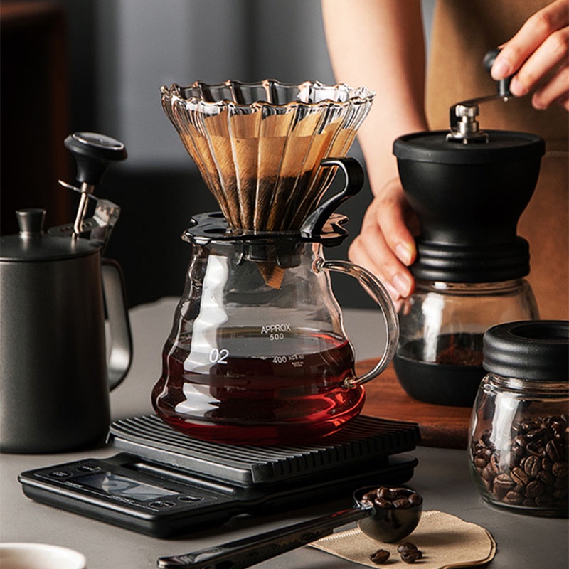 [600 ml] Bộ pha cafe giấy lọc pour over V60 thuỷ tinh drip brew