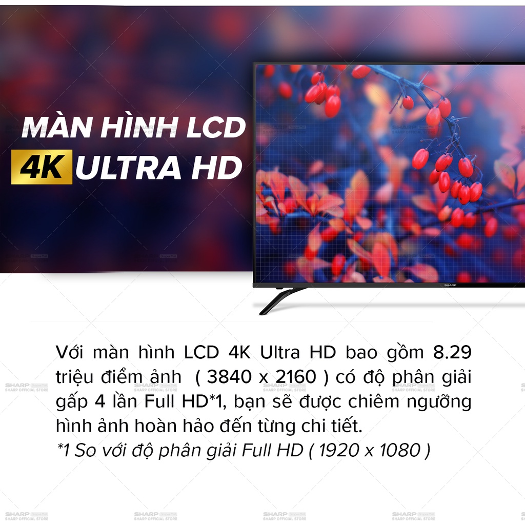 [Mã ELBAU7 giảm 7% đến 1TR][New model] TV 4K 70inch Sharp 4T-C70CK3X SX Malaysia [Android 10.0, Netflix]