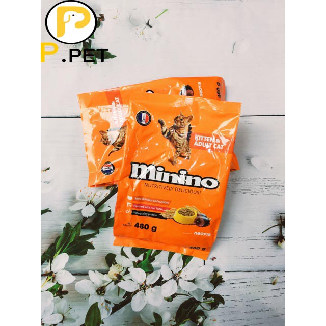 Combo 3 gói Minino vị cá ngừ 480gr - Thức ăn cho mèo mọi lứa tuổi Minino (Blisk cũ) - Vị Cá Ngừ - P.Petshop