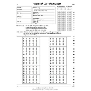 A500 Phiếu trả lời trắc nghiệm 50 câu theo mẫu chuẩn
