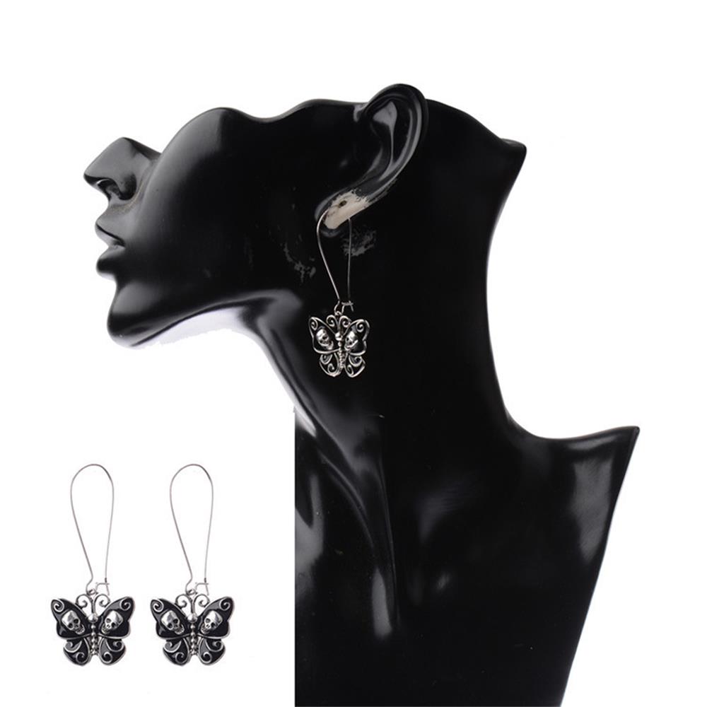 1 Đôi Khuyên Tai Dạng Móc Hình Đầu Lâu/Bướm Phong Cách Gothic Cổ Điển Thời Trang