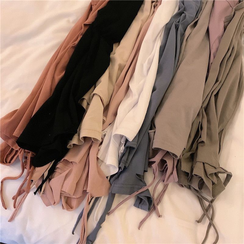 VVvn Áo Thun Sát Nách Dáng dàiform Rộng Thiếtkếxẻrách Phong Cá ch Hàn Quốc