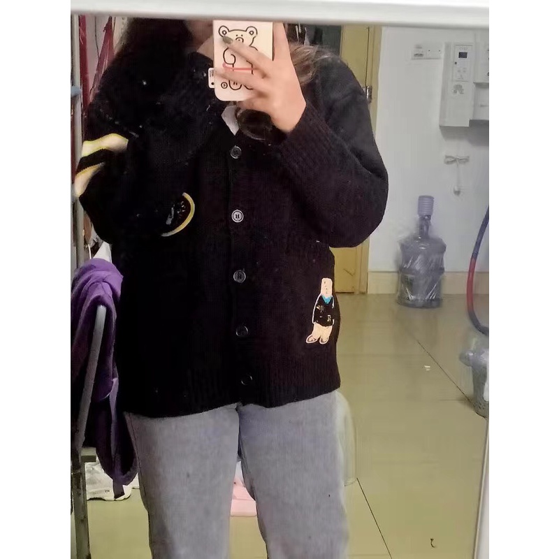 Áo Cardigan Len Sọc Tay Phong Cách Hàn Quốc