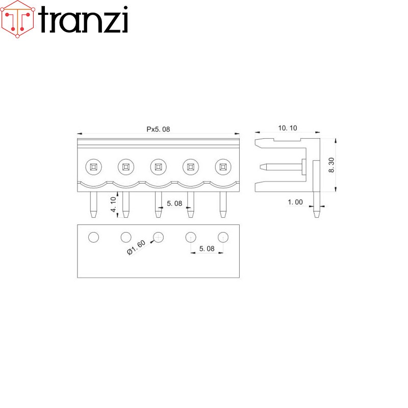 Cầu đấu 5.08mm HT5.08 3P bộ đực cái chân cắm cong xanh - túi 10 bộ đực cái