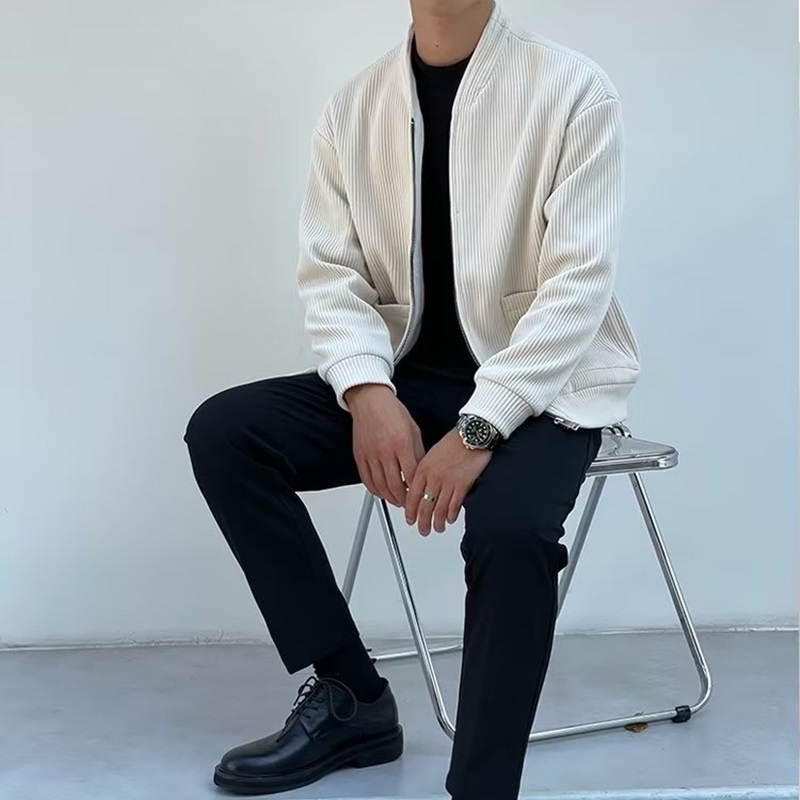 Áo Khoác Cardigan Cổ Đứng Có Khóa Kéo Phong Cách Nhật Bản Thời Trang Thu Đông Cho Nam Size M-3XL