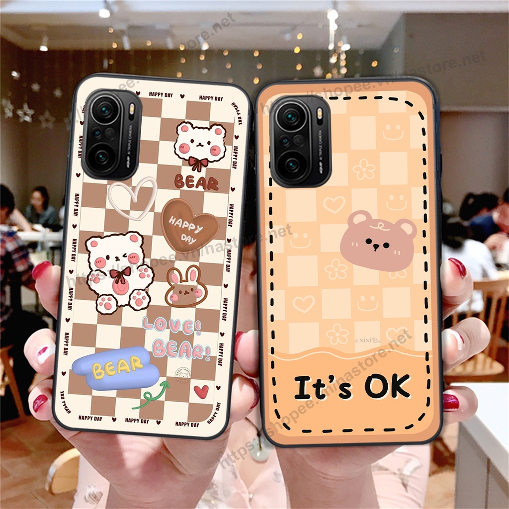 Ốp lưng Xiaomi Redmi K40 / K40 Pro / K40 Gaming / POCO F3 trái tim gấu cực đẹp cute siêu rẻ