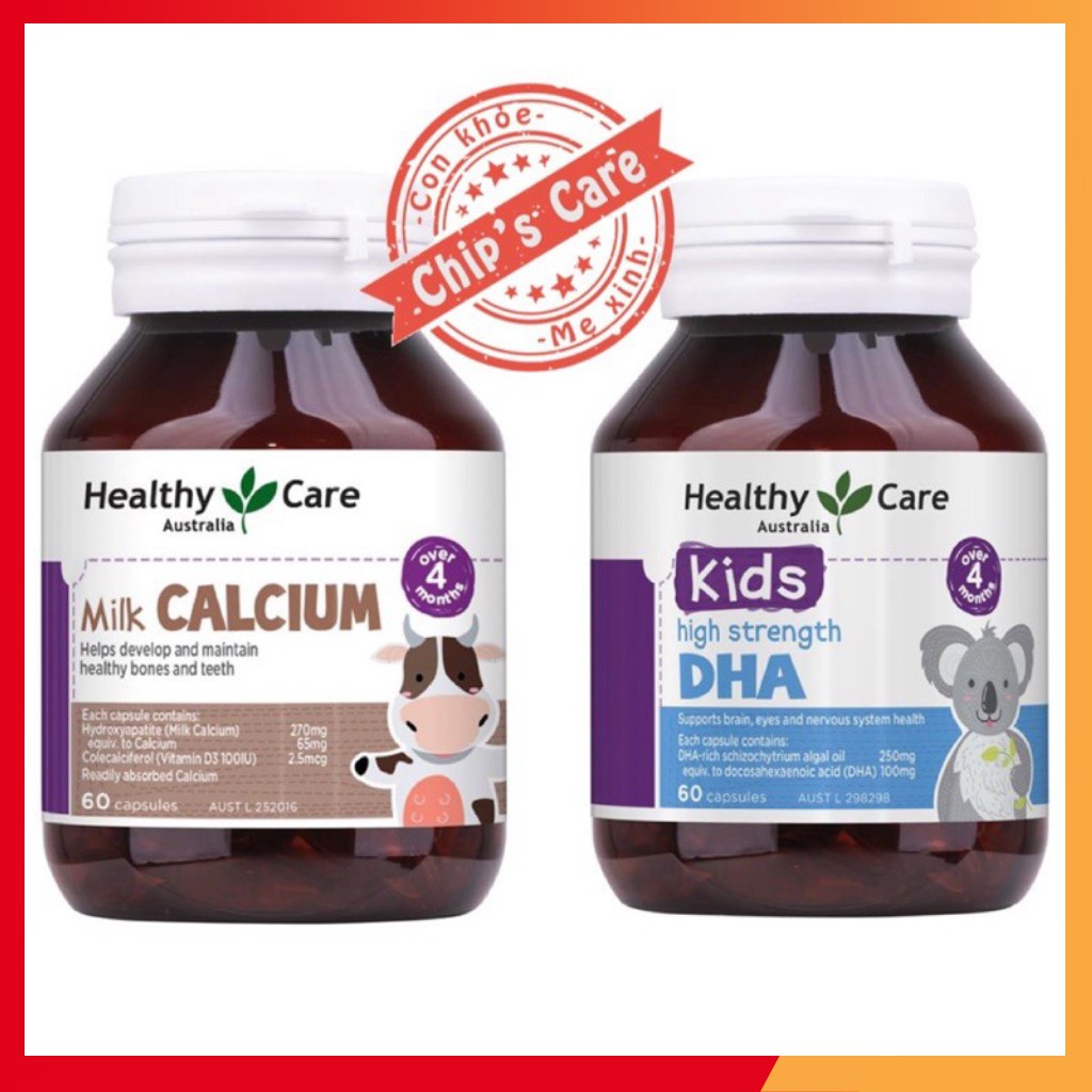 Combo Dha và Calcium canxi Healthy care cho bé