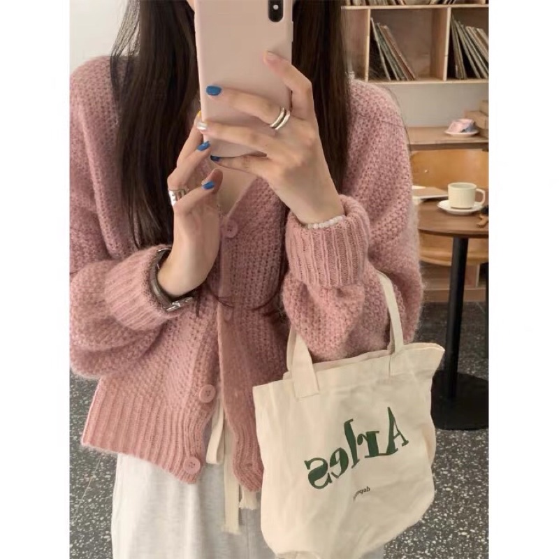 Áo len cardigan nữ dáng ngắn áo len trơ basic