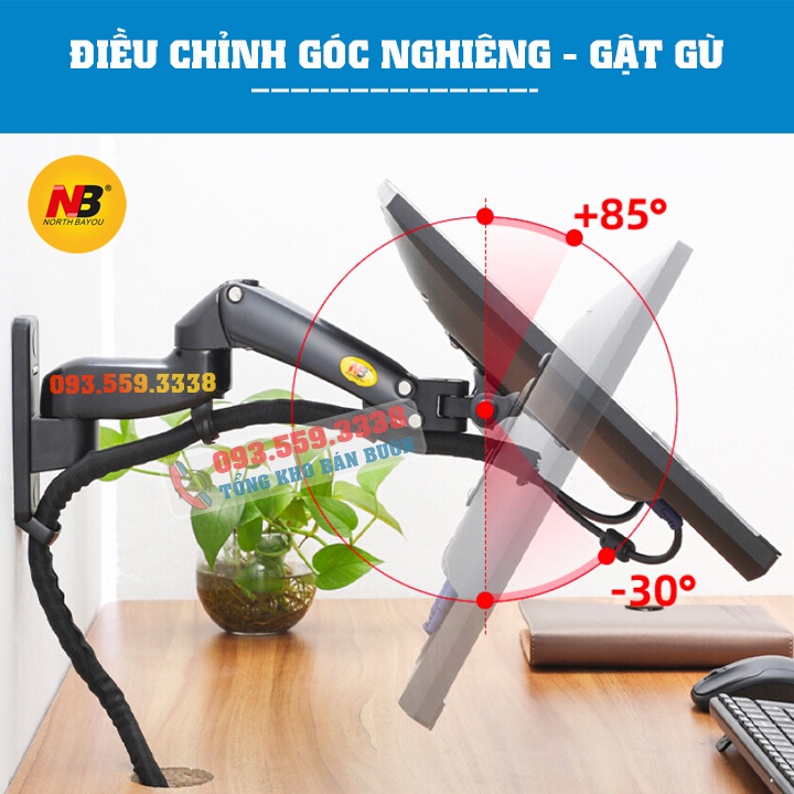 F150 / Giá Treo Màn hình NB F150 gắn tường/ Tay treo/Arm màn hình gắn tường/ Lò xo khí nén [Màn Hình 17&quot; - 35&quot;]