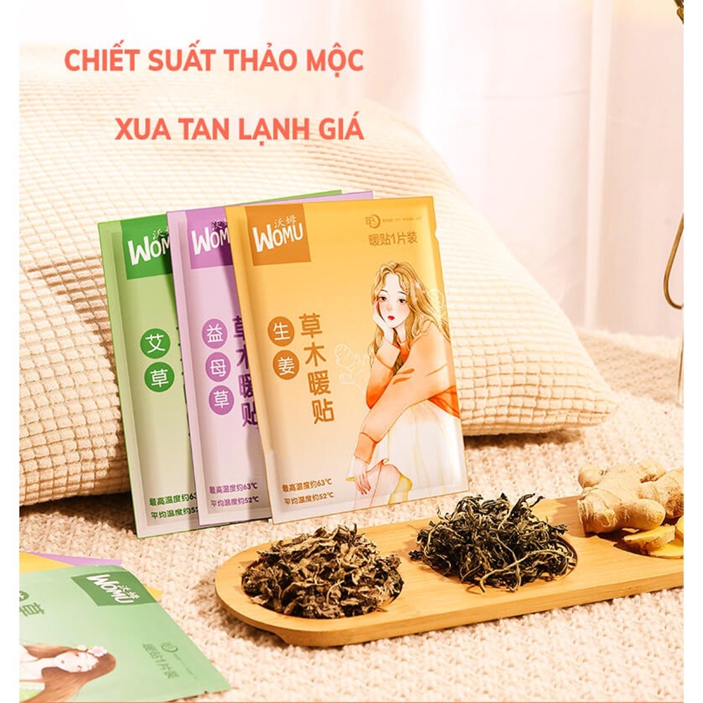 Miếng Dán Giữ Nhiệt Cơ Thể WOMU Miếng Dán Đau Bụng Kinh - Thảo Dược Thiên Nhiên [SIZE LỚN 3 VỊ]