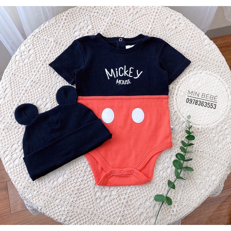 Set body và mũ cotton cho bé trai ( mickey )