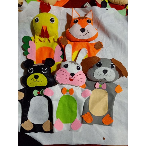 Rối bàn tay chuyện Cáo thỏ và Gà trống( Nỉ mềm) Handmade dành cho trẻ mầm non