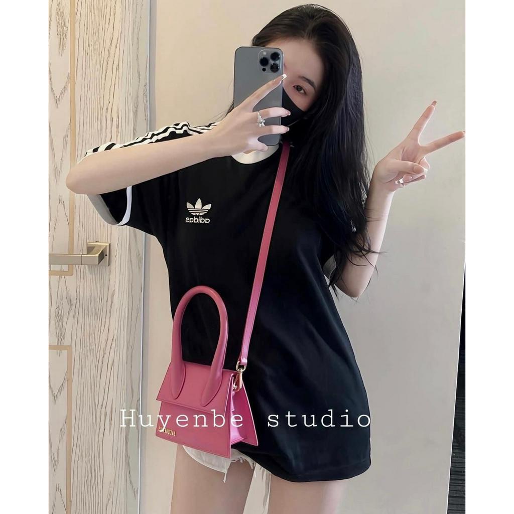 Áo Phong Tay Lỡ Dáng Rộng Nam Nữ Unisex Thêu Hình Sọc Tay 3158 Bigsize
