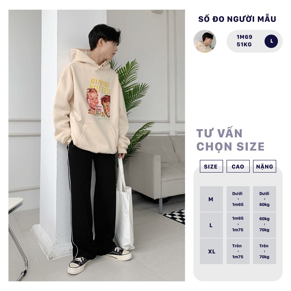 Quần ống rộng nam nữ 2 line City Cycle - Quần vải phối 2 sọc Unisex ống suông Local Brand