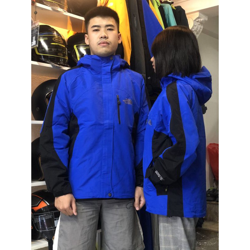 Áo Khoác The North Face Xanh Đen, Hàng Cao Cấp 2 Lớp, Mũ Tháo Rời, Chống Mưa,Chính Hãng, Có Khóa Phát Quang, Thoát Khí