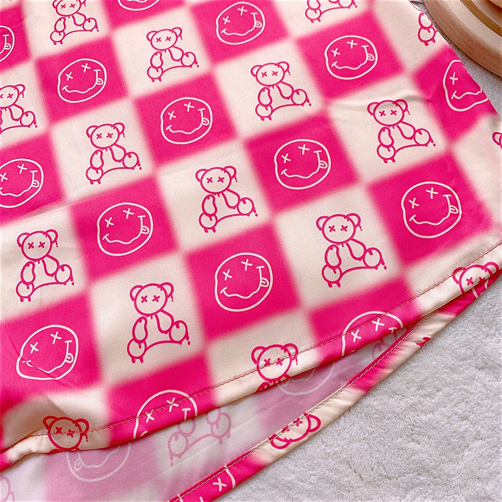 Đầm Ngủ Pyjama MAI SLEEPWEAR Lụa Mặc Nhà Họa tiết Caro Trẻ Trung Cao Cấp MS990