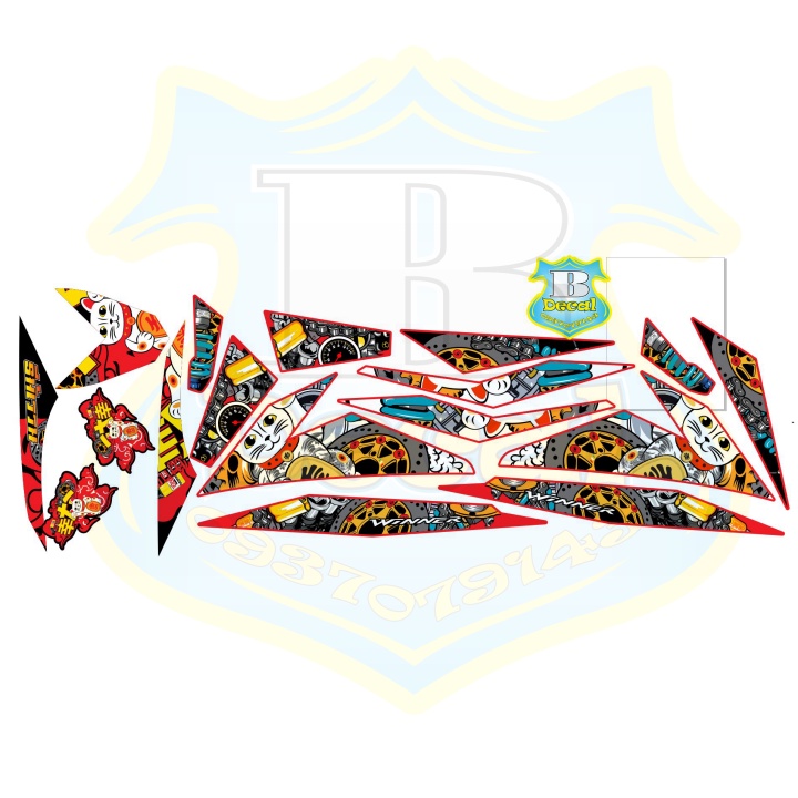 ( Quí khách vui lòng mang ra tiệm cho thợ dán ) Tem winner mèo may mắn đỏ