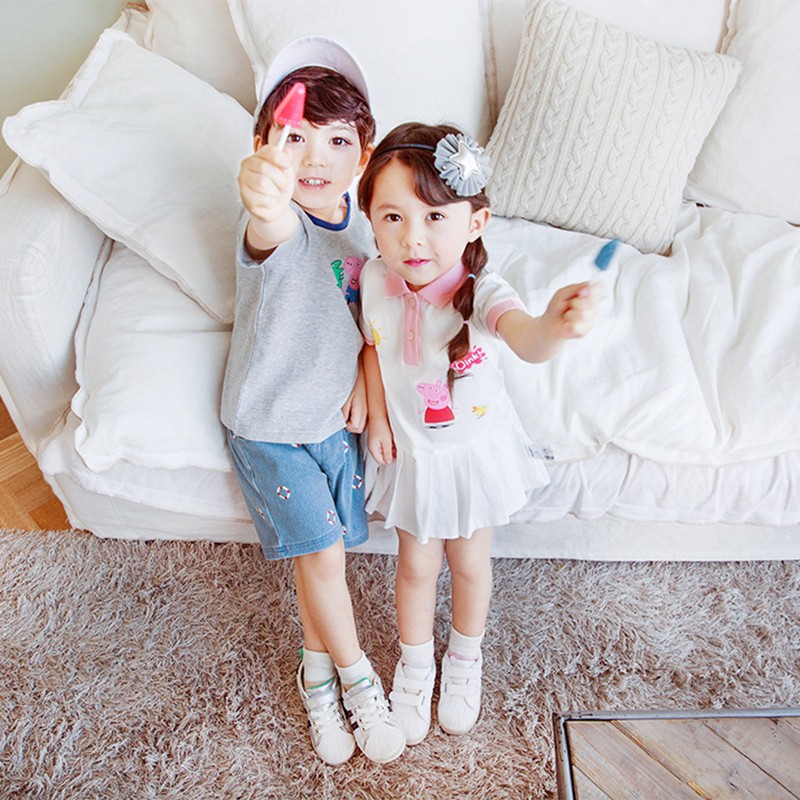 Đầm thun tay ngắn in hình đáng yêu cho bé gái