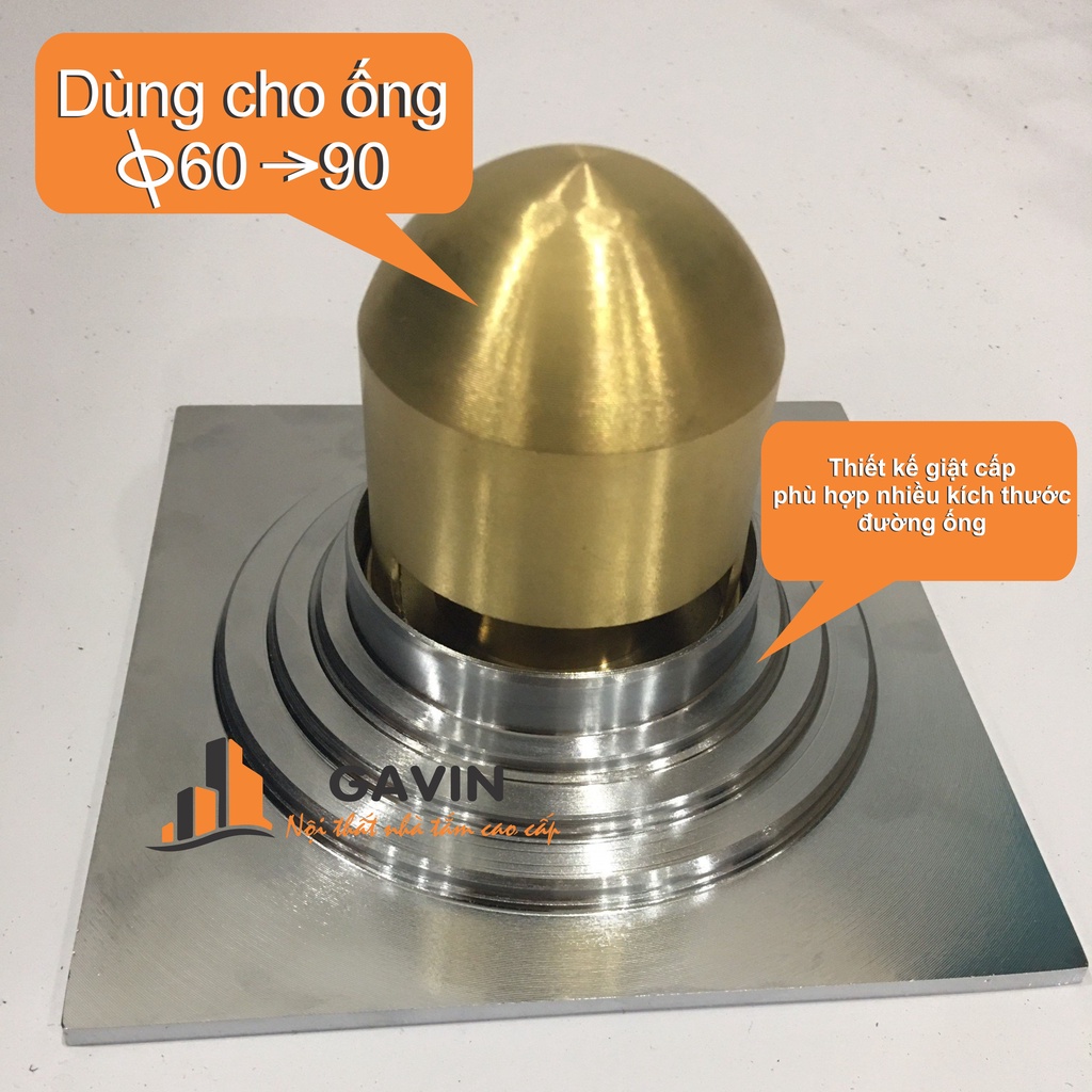 Thoát sàn ngăn mùi hôi và côn trùng 12x12 cm, vừa với các kích thước đường ống