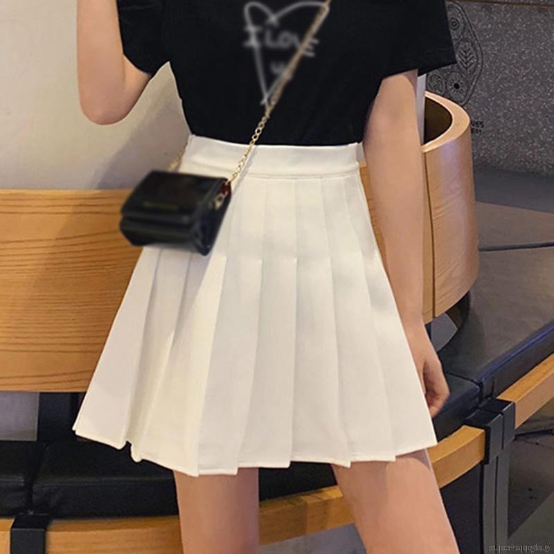 Chân váy xếp ly lưng cao phong cách Hàn Quốc thời trang cho nữ