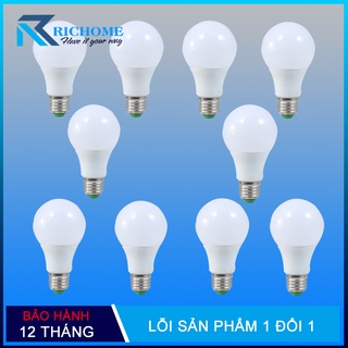 Bộ 10 đèn led bulb trụ 7w,9w,12w ánh sáng trắng