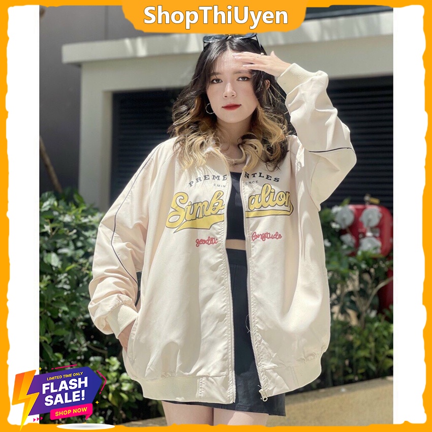 Áo khoác gió SIMBALION kiểu dáng bomber dây khóa kéo mặc chống nắng chuẩn hàng shop