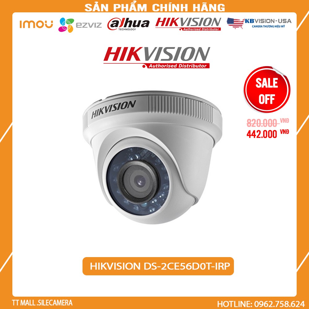 Camera HD TVI Hikvision DS-2CE56D0T-IRP dome nhựa 2MP