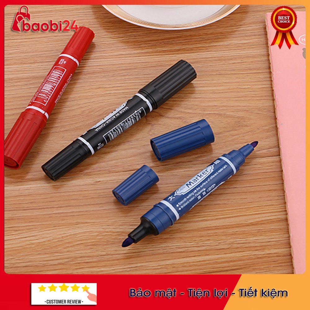 HPK0566 Bút lông dầu 2 đầu 3 màu xanh đỏ đen dùng trong đóng gói ghi mã