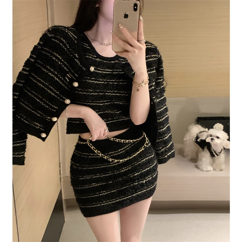 Áo Khoác Và Chân Váy Dệt Kim Thiết Kế Quyến Rũ Cho Nữ