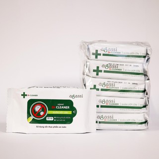 Combo 05 gói Khăn ướt cồn Agassi Dr Cleaner kháng khuẩn 20 tờ/gói