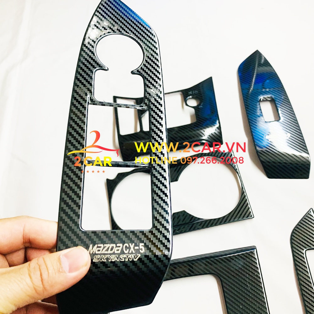 Ốp nội thất Carbon xe Mazda CX5/ Cx-5 2018 2019 2020 2021 2022 2023 2024 vân Cacbon kim loại cao cấp