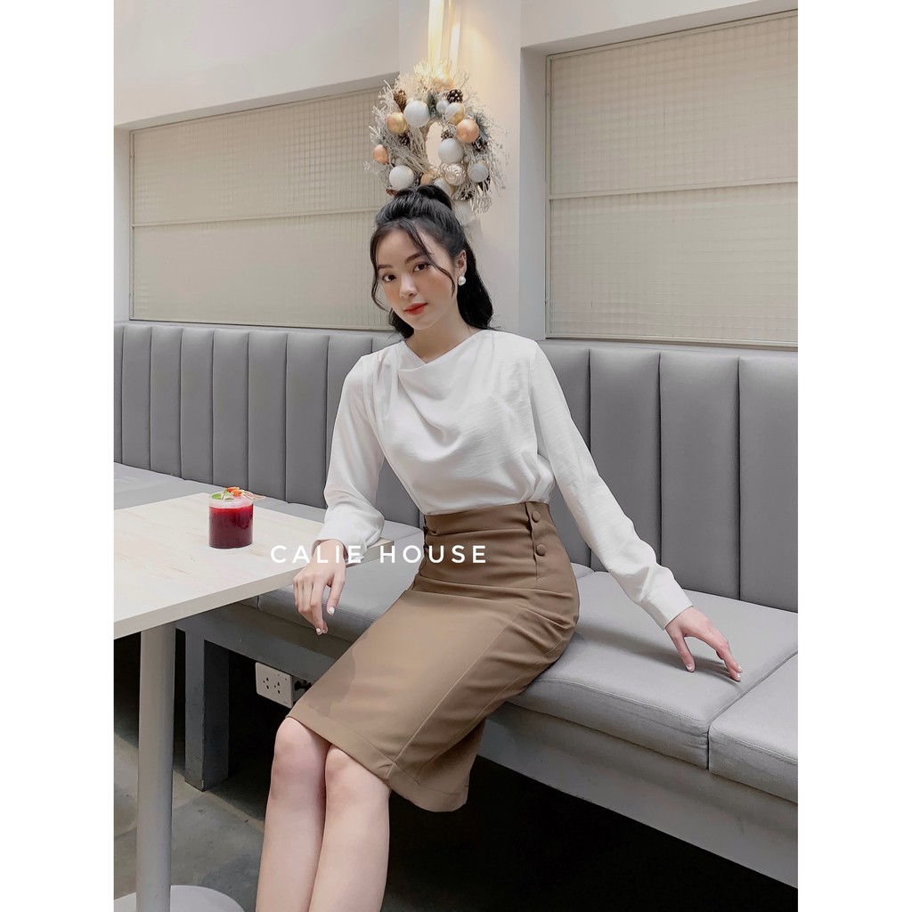 Chân Váy Bút Chì Cúc Bọc 2 Bên Thương Hiệu thời Trang Công Sở CV29 | BigBuy360 - bigbuy360.vn