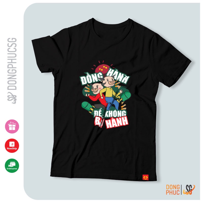 Áo phông hội nhóm màu đen tay ngắn cổ tròn unisex thun mềm mịn, mẫu đồng hành SGY222D | SG
