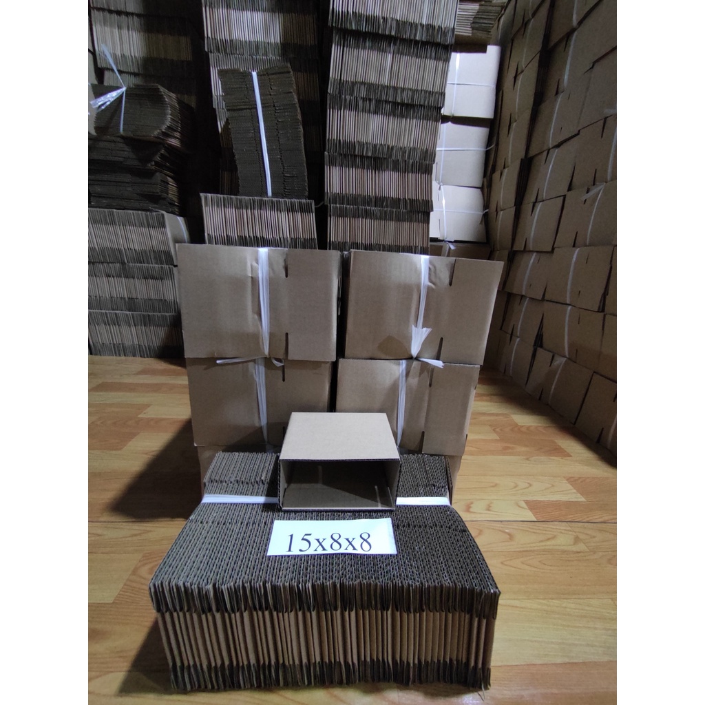 Hộp carton 15x8x8 bộ 100 trơn không in