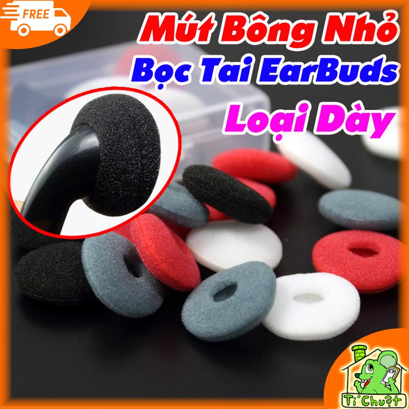 [1 Cặp] Mút Bông Lọc Âm Nhỏ 18mm Bọc Tai Nghe Earbuds Giúp Êm Tai &amp; Tăng Âm Bass