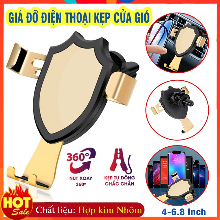 [Nhôm + ABS] Giá đỡ điện thoại kẹp cửa gió điều hòa ô tô xe hơi xoay 360 độ