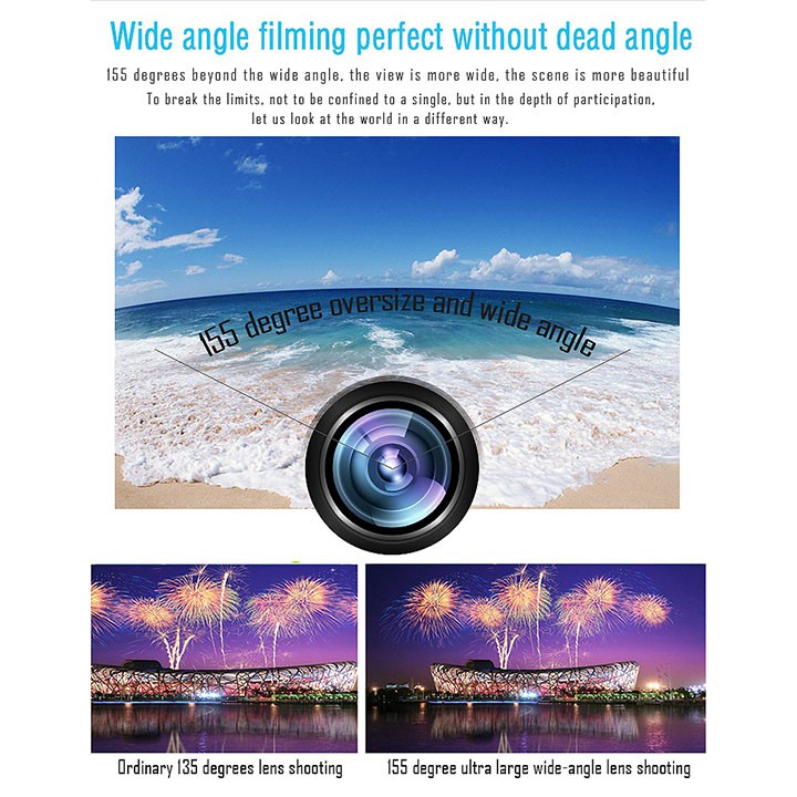 Camera thể thao mini ống kính nhiều lớp góc rộng 155 độ - EL0020 | BigBuy360 - bigbuy360.vn