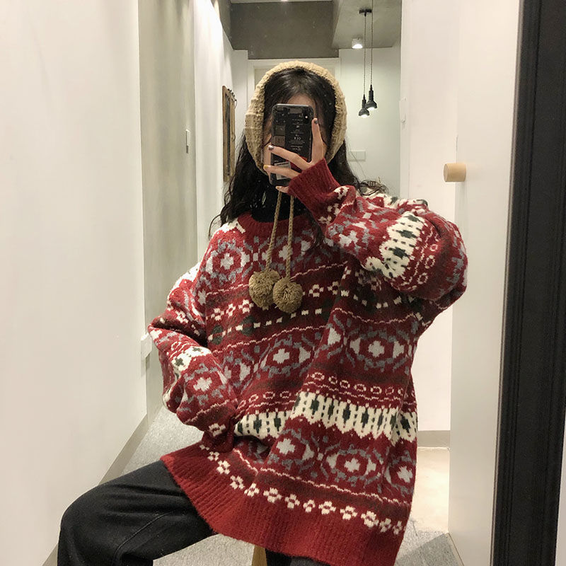 Áo Sweater Dài Tay Xinh Xắn Theo Phong Cách Giáng Sinh Dành Cho Nữ