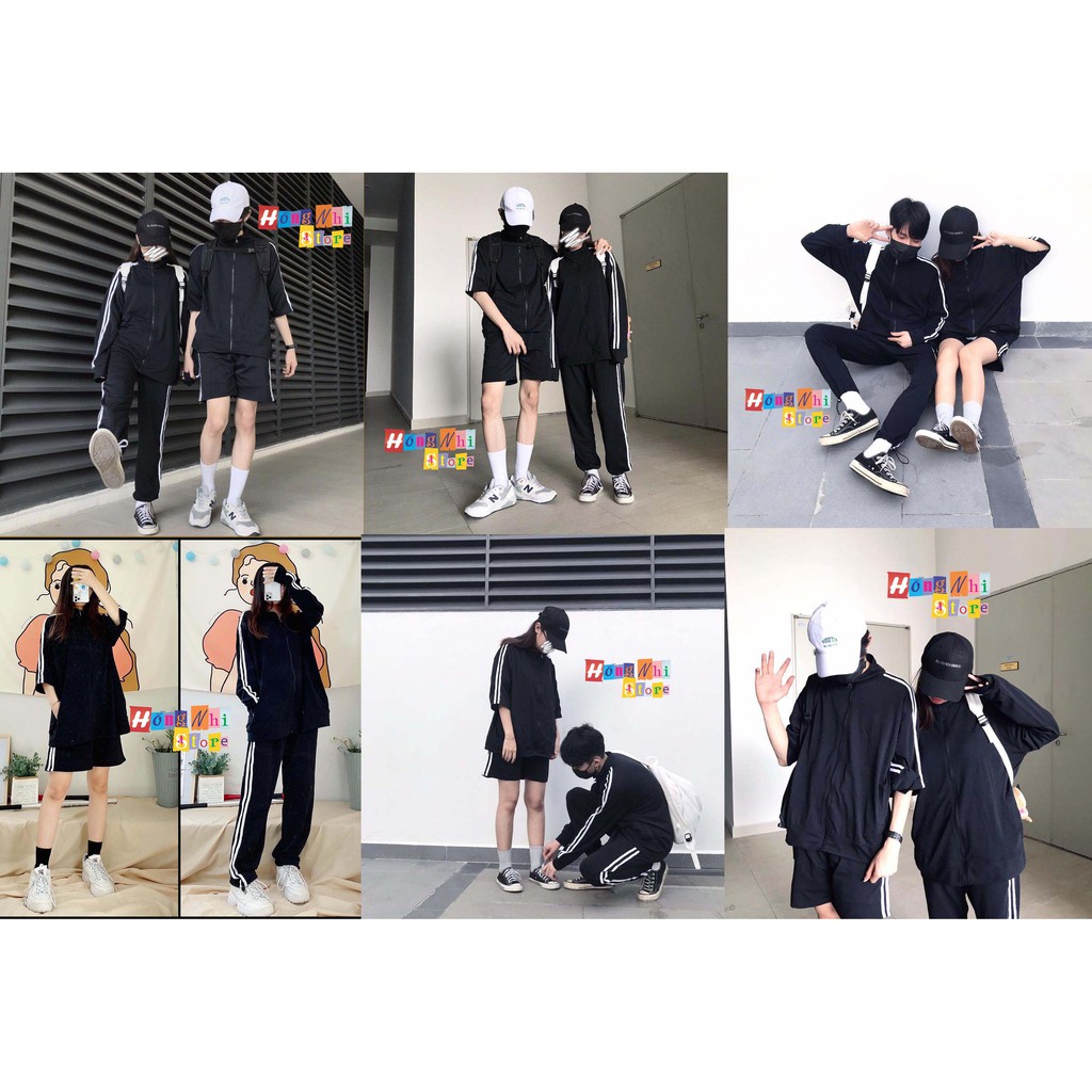 Set Bộ Thể Thao Oversize Ulzzang Unisex Áo Khoác Tay Dài Quần Jogger Dài Màu Đen Cao Cấp - MM