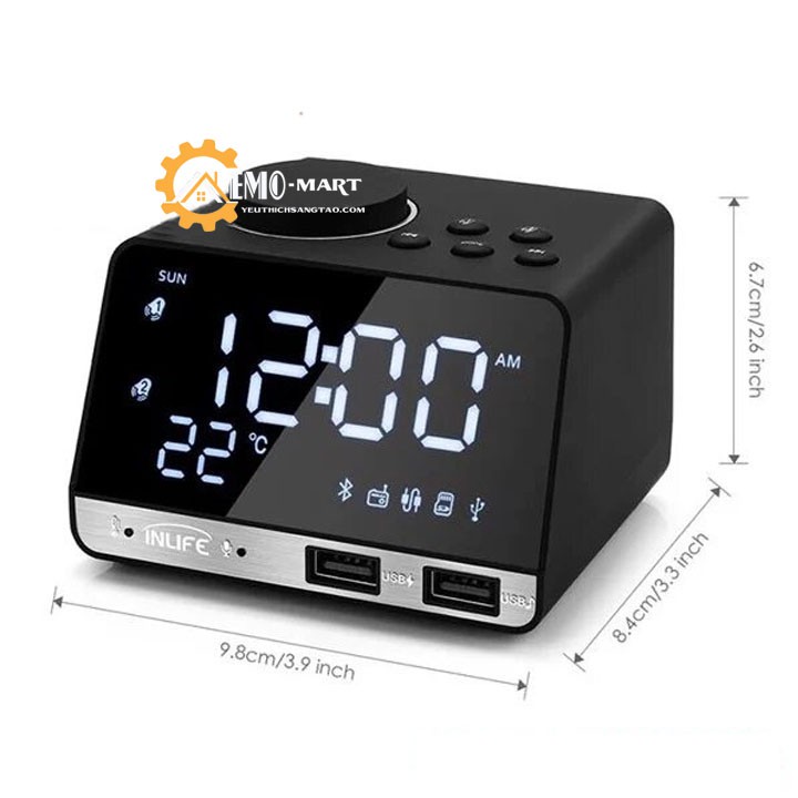💥 Loa Bluetooth kiêm đồng hồ báo thức đa chức năng K11 💥 Kiểu dáng hiện đại - Cài đặt đơn giản