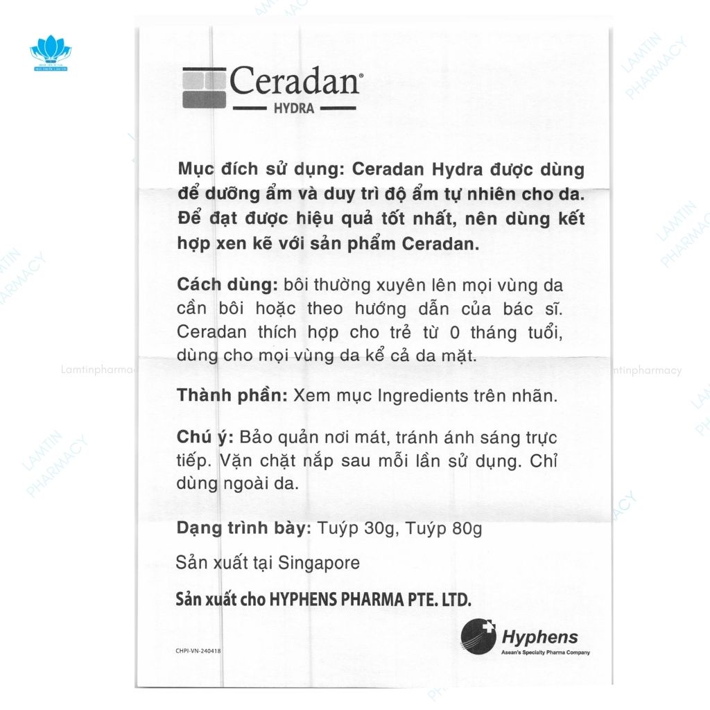 Ceradan Hydra Moisturiser kem dưỡng ẩm cao cấp, hỗ trợ viêm da cơ địa cho mọi lứa tuổi tub 30g, 80g ( hàng chính hãng )