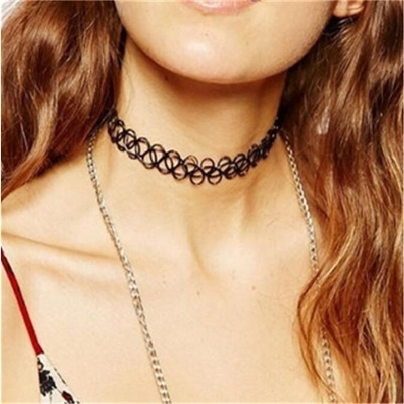 Set 6 Vòng Cổ Choker Ren Hoa Đen Cá Tính