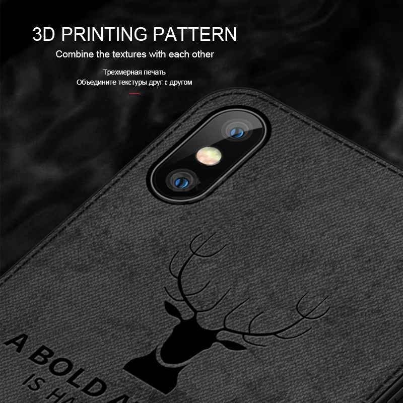 Ốp điện thoại bọc vải họa tiết chú nai cho Vivo 1801 1814 1815 1820 1902 1907