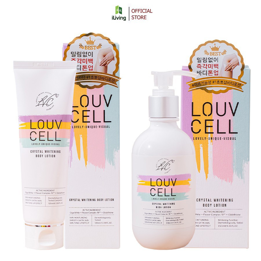 Kem ủ dưỡng trắng da body cao cấp Crystal Whitening Lotion Louv Cell  120ML - Hanayuki Beauty